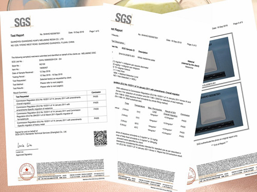 Certificat SGS de mélamine Huafu 2019